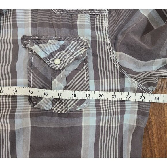 GPH Supply Co. Long Sleeve Pearl Snap Shirt Plaid Detailed Stitching Men's XL - Picture 9 of 11